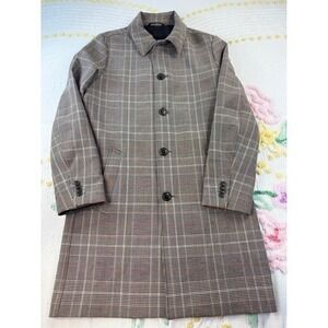 Express Plaid Trench Coat Button Front Classic Fit Men's Size Small